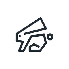 Rabbit bunny minimal geometric bold line logo design icon vector illustration