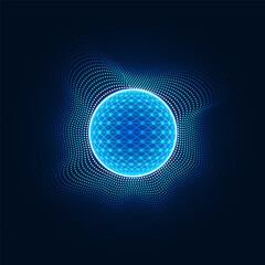 Abstract background technology spherical chip that processes commands and transmits data to the Internet network system using high-speed data transmission