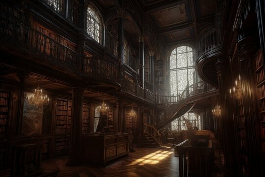 Magnificent library. Generate Ai