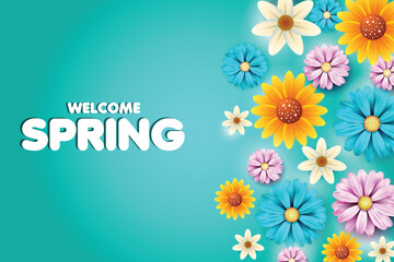 Free vector spring is coming. floral design template with typography letter