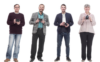 Obraz premium collage of professional photographers in full length isolated