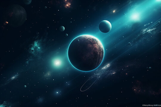  A vibrant and colorful background representing the vastness of space. Ai generated. © ankreative