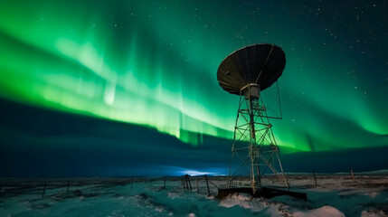 photo of aurora in the north pole. AI generative