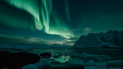 Fototapeta na wymiar photo of aurora in the north pole. AI generative