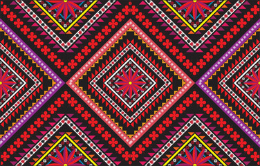 Geometric ethnic oriental seamless pattern traditional Design for background,carpet,wallpaper,clothing,wrapping,Batik,fabric,Vector,illustration,embroidery style.
