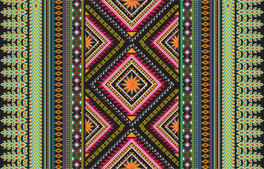 Gypsy pattern tribal ethnic motifs geometric vector background. Doodle gypsy geometric shapes sprites tribal motifs clothing fabric textile print traditional design with triangles