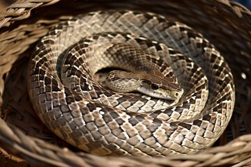 Obraz premium A snake coiled up in a baske