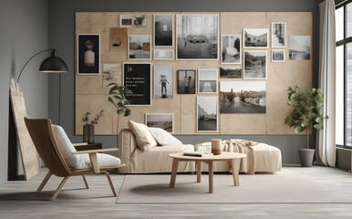 Textured Photo Gallery Wall with Cardboard and Haptic Surface