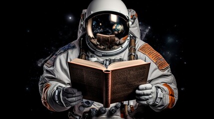 Astronaut reading a book in space, Generative AI