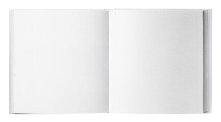 Open square book with blank pages, cut out