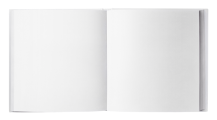Open square book with blank pages, cut out