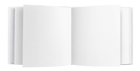 Open square book with blank pages, cut out