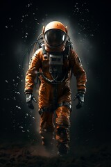 An astronaut runs from the Martian storm, Generative AI