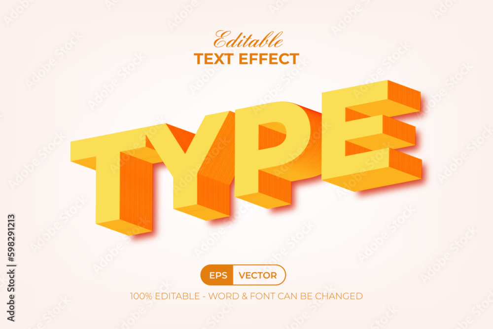Poster 3d text effect yellow style. editable text effect.