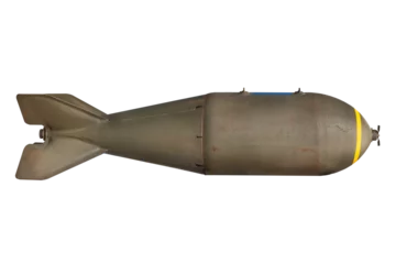 Foto op Plexiglas Oud vliegtuig Ancient military green missile bomb