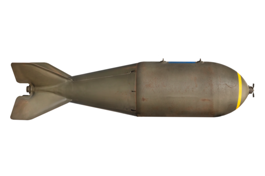 Ancient military green missile bomb