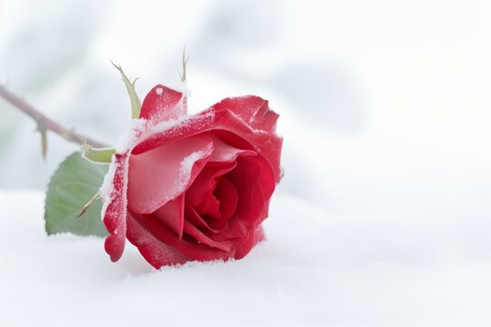 Snow rose garden. Generate Ai