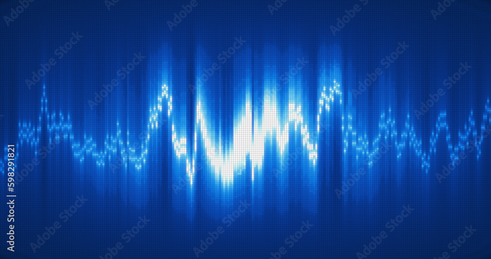 Poster abstract blue energy equalizer from particles and dots abstract background