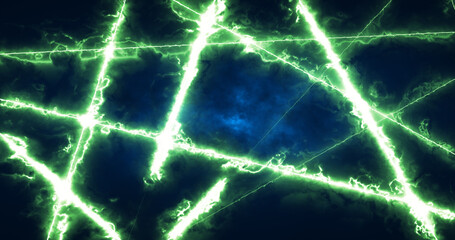 Abstract green energy lines magical glowing background