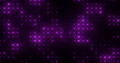 Abstract loop glowing purple bright disco wall with light bulbs abstract background