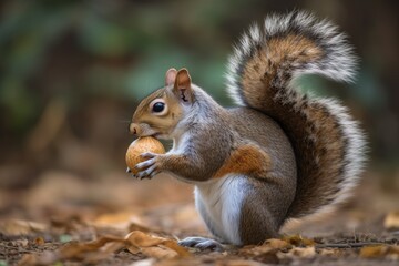 Naklejka na ściany i meble Squirrel acorn forest autumn. Generate Ai