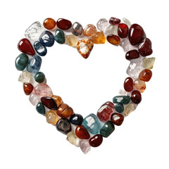 A Heart Shape Made Of Gemstones On Isolated Tansparent Background Png. Generative AI