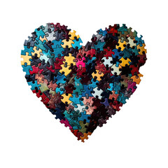 A Heart Shape Made Of Puzzle Pieces On Black Background. Generative AI