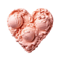 A Heart Shape Made Of Ice Cream On Isolated Tansparent Background Png. Generative AI