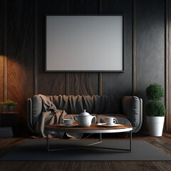 Ai generate images, modern living room with blank board