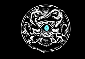 abstract blue eye, black background