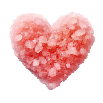 A Heart Shape Made Of Sugar Crystals On Isolated Tansparent Background Png. Generative AI