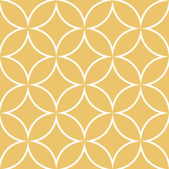 Seamless overlapping coral circle pattern illustration on gold