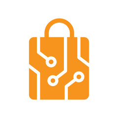 Shop or Store Logo. Online Marketplace with Shopping Bag Shape