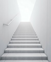 Fototapeta na wymiar Section of Outdoor White Spacious Stairs on Clean White Background. Generative ai