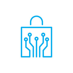 Shop or Store Logo. Online Marketplace with Shopping Bag Shape