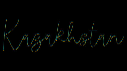 Glitch effect Country name kazakhstan with original flag color Text or Typography, Vector Illustration.