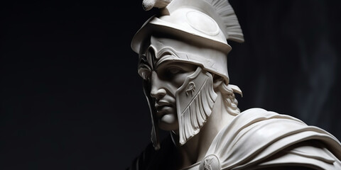 Marble stone statue of ancient greek warrior fighter - obrazy, fototapety, plakaty