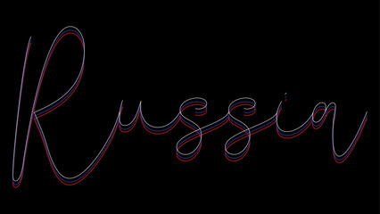 Glitch effect Country name Russia with original flag color Text or Typography, Vector Illustration.