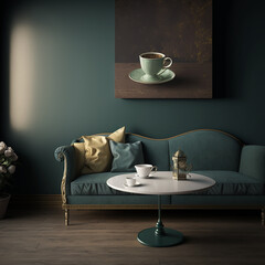 luxury living room with tea painting 