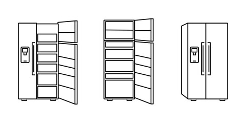 Fridge in the linear style icon.	