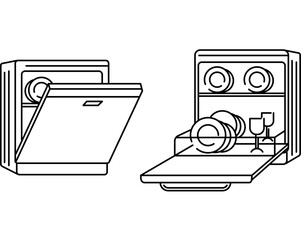 Dishwasher icon. Linear style.	