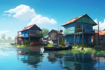Obraz premium Water village. Generate Ai