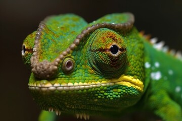 Fototapeta premium Chameleon with its eyes pointing in different direction