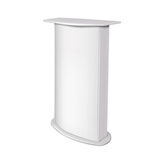 Portable light box counter vector mockup. Lightbox display realistic mock-up. Blank white advertising banner stand template