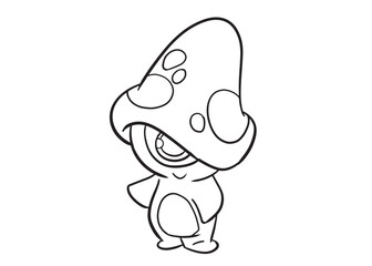 Illustration for coloring page and icon , cartoon style. A cute adorable creepy little monster, thick lines. Isolated white background. Lineart cartoon.