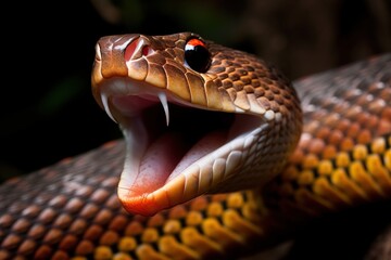 Fototapeta premium Cobra with its tongue flicking ou