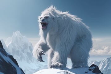 Yeti snowy mountain angry. Generate Ai