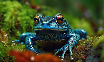 Obraz premium ILUSTRACIONES DE IA GENERATIVA RANAS EXOTICAS TROPICALES DE COLORES VIVOS