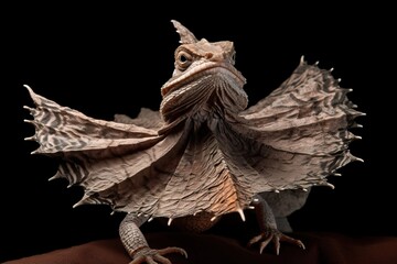 Frilled lizard with a large frill around its nec