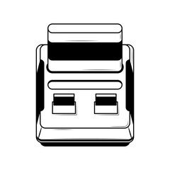 Abstract Black Simple Line Game Console Technology Doodle Outline Element Vector Design Style Sketch Isolated On White Background Illustration